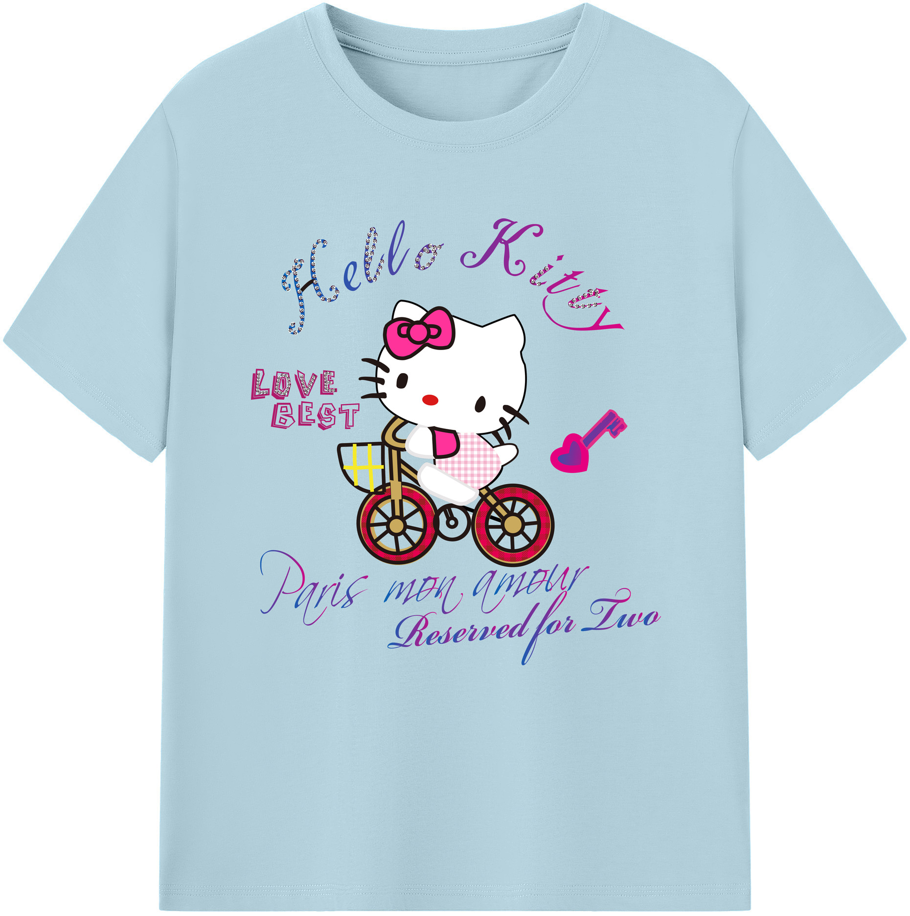 （画像用） Hello Kitty ハローキティ 綿100％半袖Tシャツ（フロントプリント）